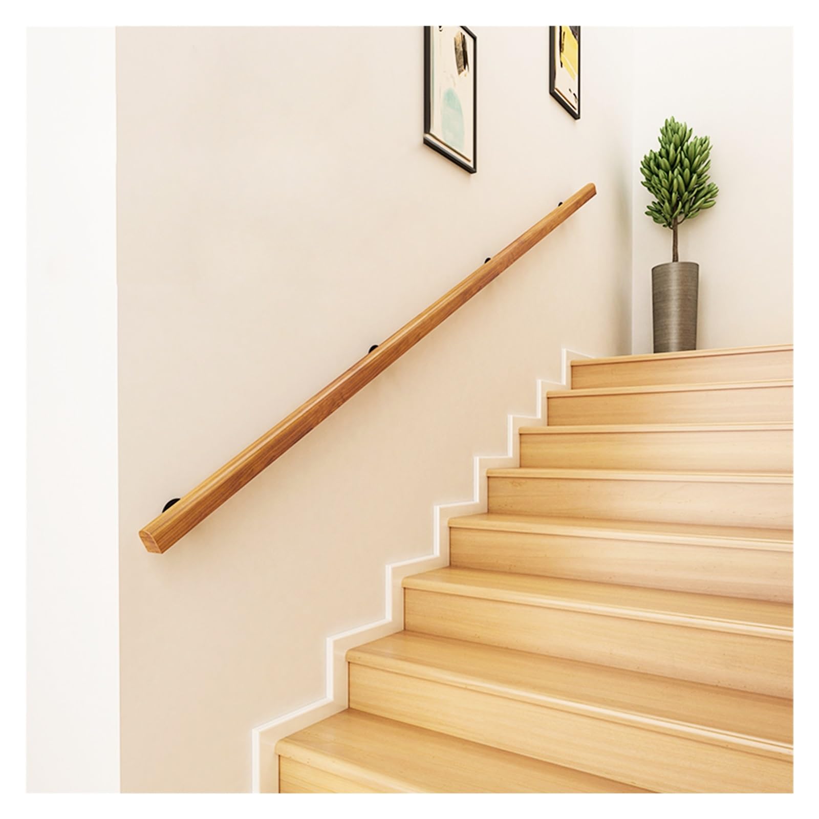 1.6-16.4ft Wooden Stair Railing Bar, Wall Railings for Stairs, Hand Rails for Indoor Stairs, Non-Slip Stair Handrail for Home Corridor Lofts Kindergarten Guardrail(150cm/5ft)