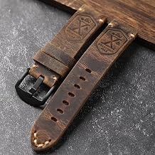 Bands Compatible with Samsung Galaxy Watch 7/FE/6/5/4/3 Classic 43mm/47mm 40mm 44mm/Active 2/Galaxy Watch 5 Pro/42mm/46mm/Garmin Venu, 20mm Vintage Leather Bracelet Strap for Men Women