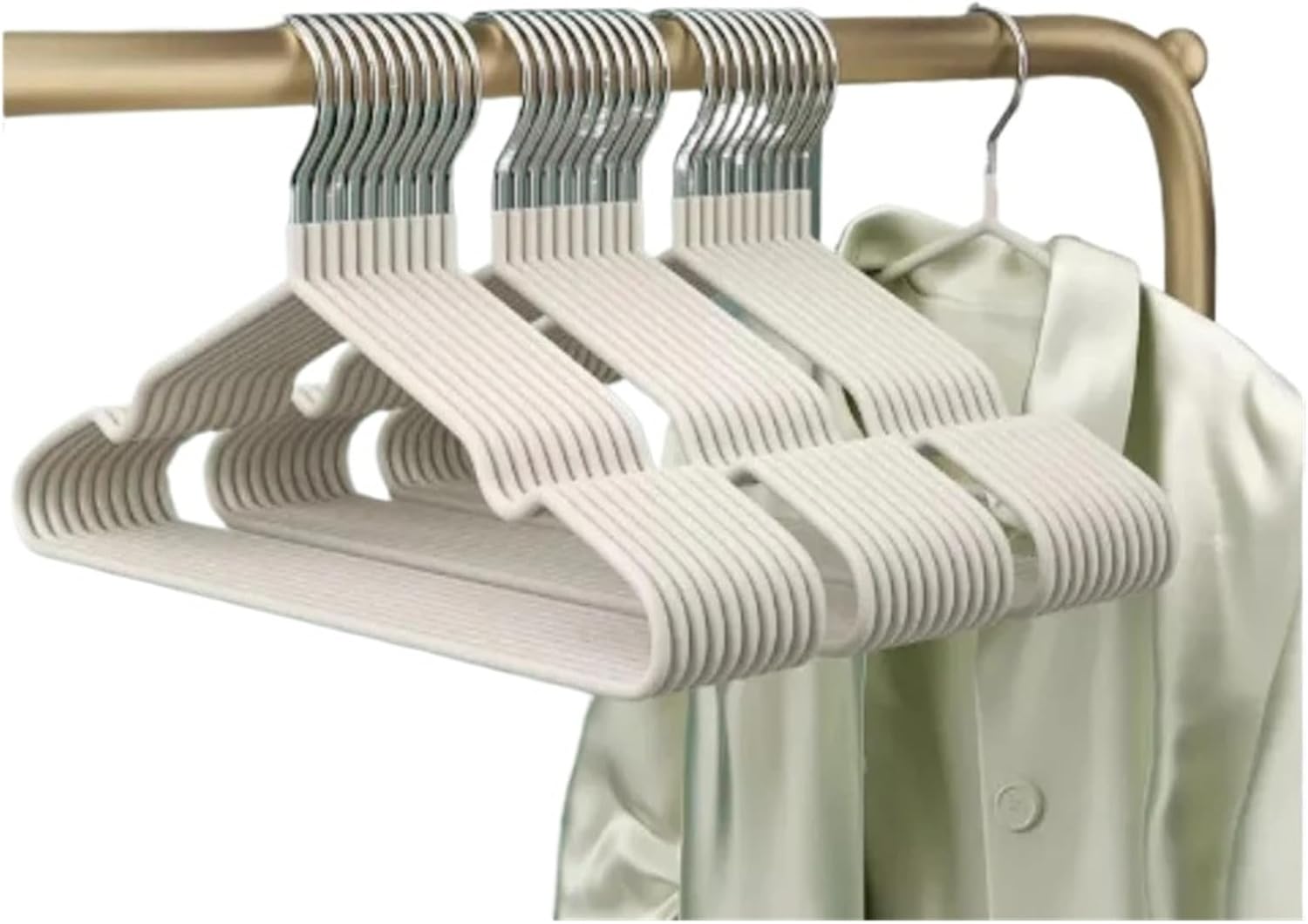 10 Non-Slip Coated Metal Suit Hangers Heavy Duty Shirt Traceless Simple Multifunctional(White)