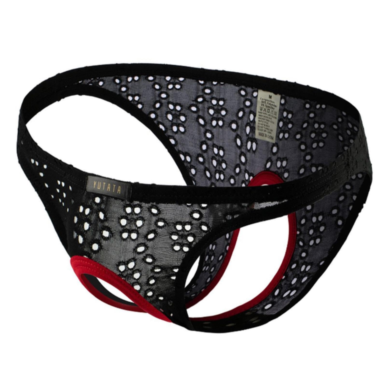 Piyax Men's Black Open Crotch Sexy Underwear Mesh Breathable Front Thong Crotchless Sissy Panties Knickers Underpants