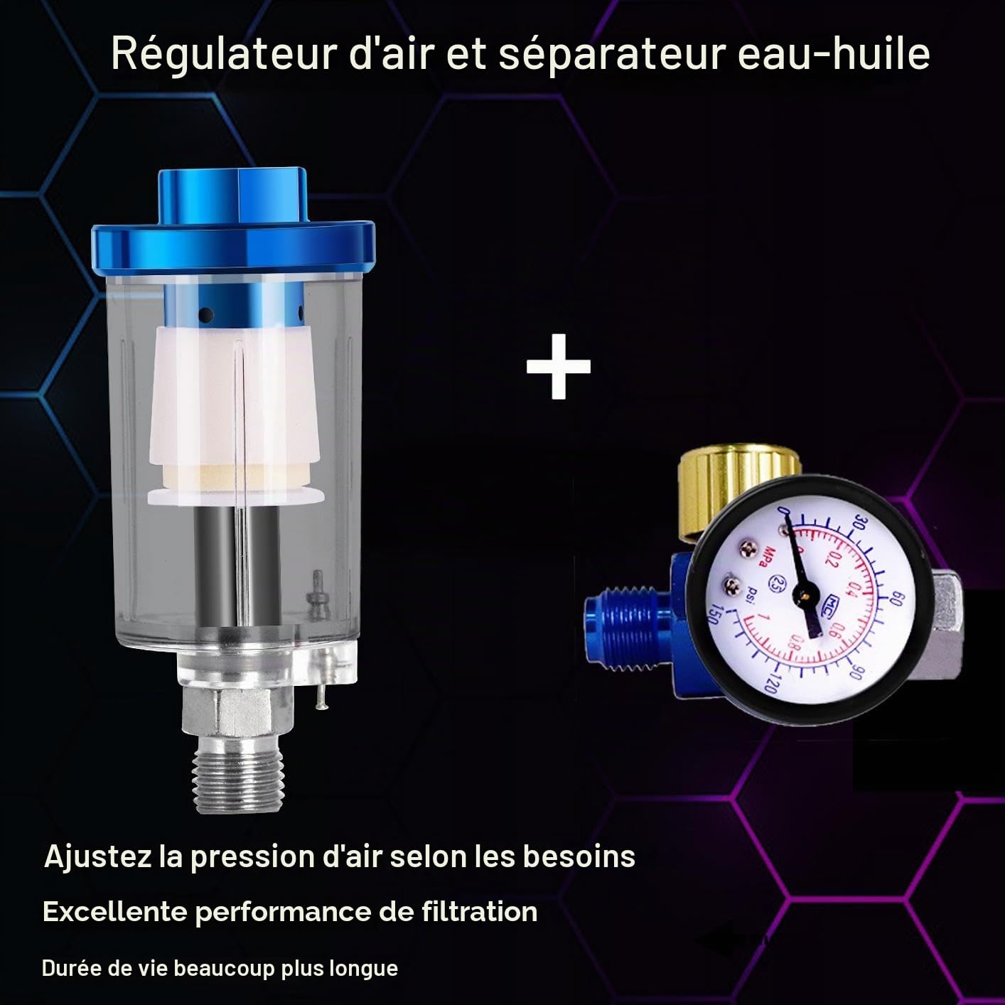 HVLP Professionnel Pistolet à Peinture Alimentation par Gravité 3 Buses 1,4mm 1,7mm 2,0,2.5 mm Coupelle 600cc par gravité HVLP Meubles de Voiture Petit Pistolet de réparation (Vier Düsen)