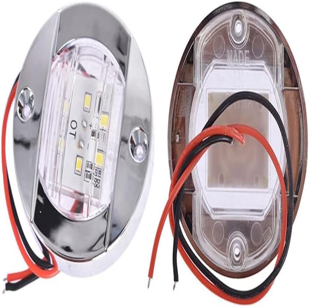 2x Round 3" Marine Boat Stern Transom Lights White 6 LED Deck Courtesy Light
