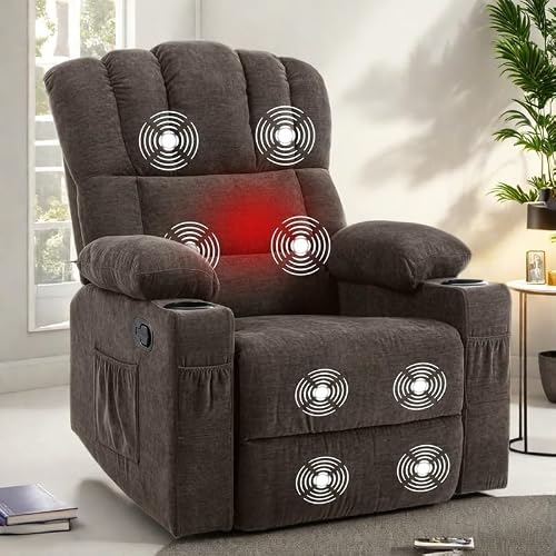 YITAHOME Manual Recliner Chair with Massage and Heat, Fabric Recliner