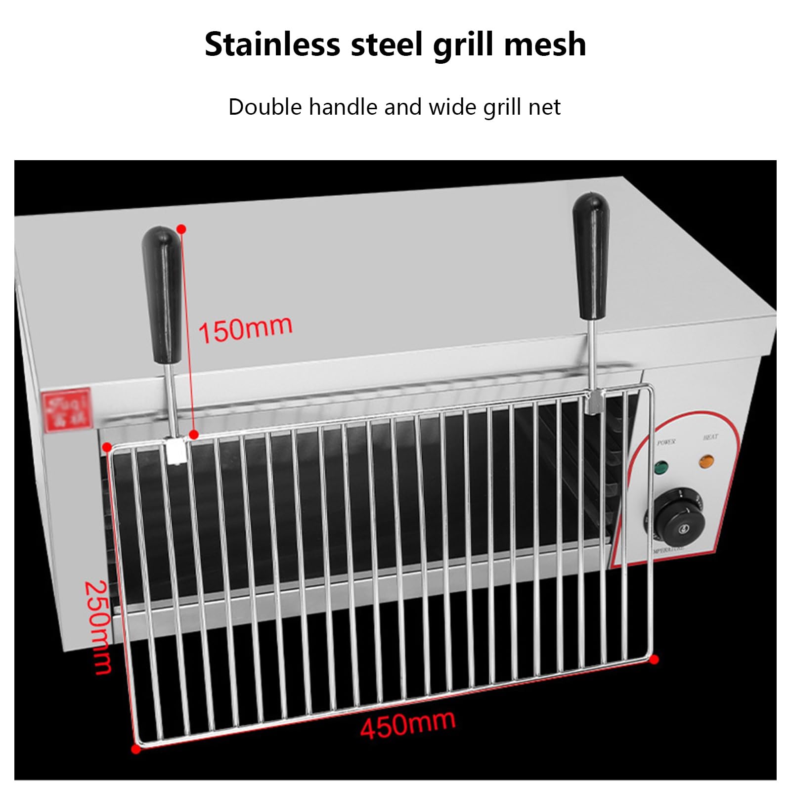Horno de convección Comercial, Horno de Pared de 2200 W con Estante Ajustable, Parrilla eléctrica de encimera, asador de Carne de Acero Inoxidable con Bandeja de Goteo de Aceite, for Barbacoa