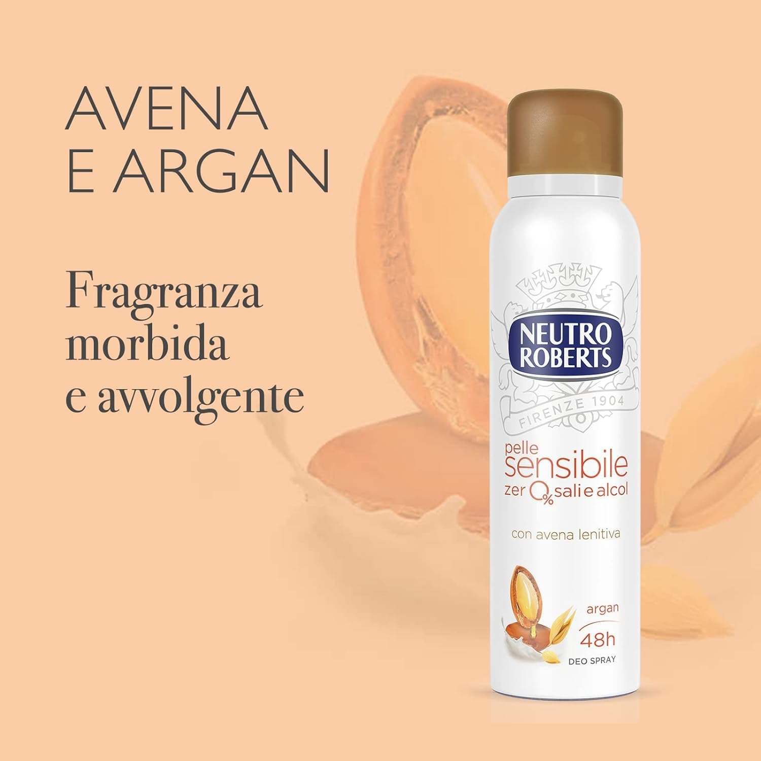 Italian Gourmet Deodorante Spray Avena Deospray milde Haut 48h 12 x 150ml | Con estratto di Hafer e Argan; protezione delicata, salzfrei, alkoholfrei, Gesamtnettogewicht 1,8 L + Kostenlos Polpa 400g
