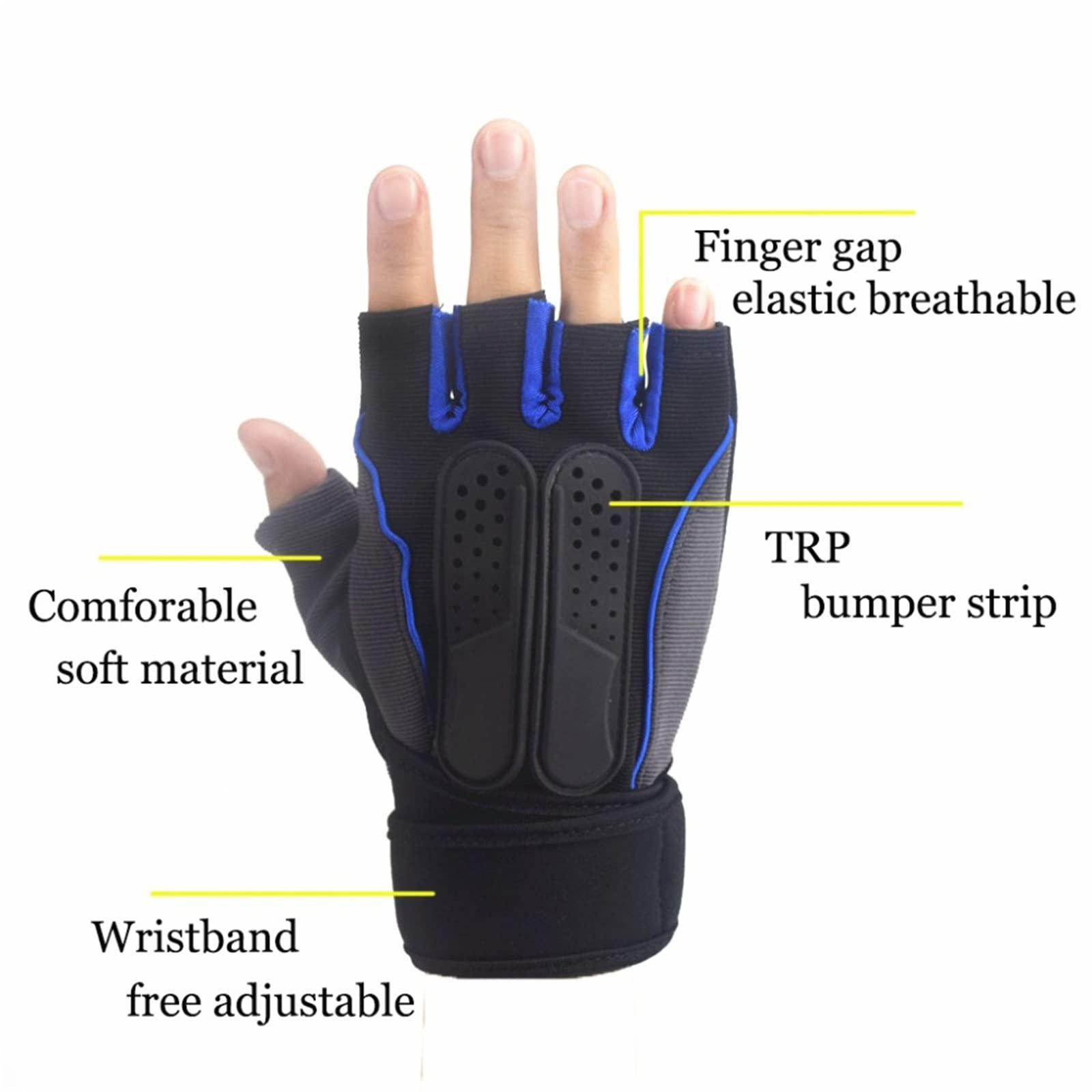Guanti Antiscivolo per la Palestra Guanti da Moto Senza Dita for Esterni con Impugnatura a Mano(L)