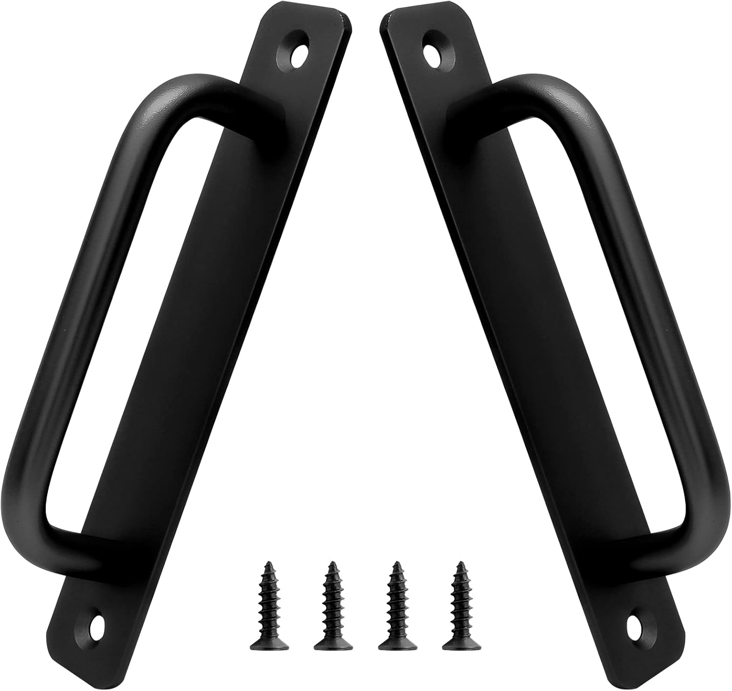 Piutouyar 2 Pack Aluminum Alloy Sliding Barn Door Handle, 128mm / 5 Inch Hole Center Gate Door Handle, Closet Door Pulls with Plate for Kitchen, Cabinet, Bathroom, Closet, 5.9 Inch Long（Black）