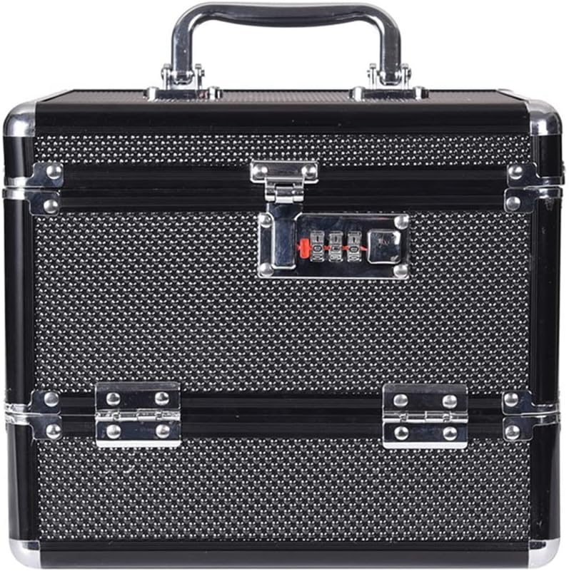 Aluminium Cosmetic Box Cosmetic Box Cosmetic Box Multi-Layer Lockable Jewelry Box Cosmetic Storage Box(D)
