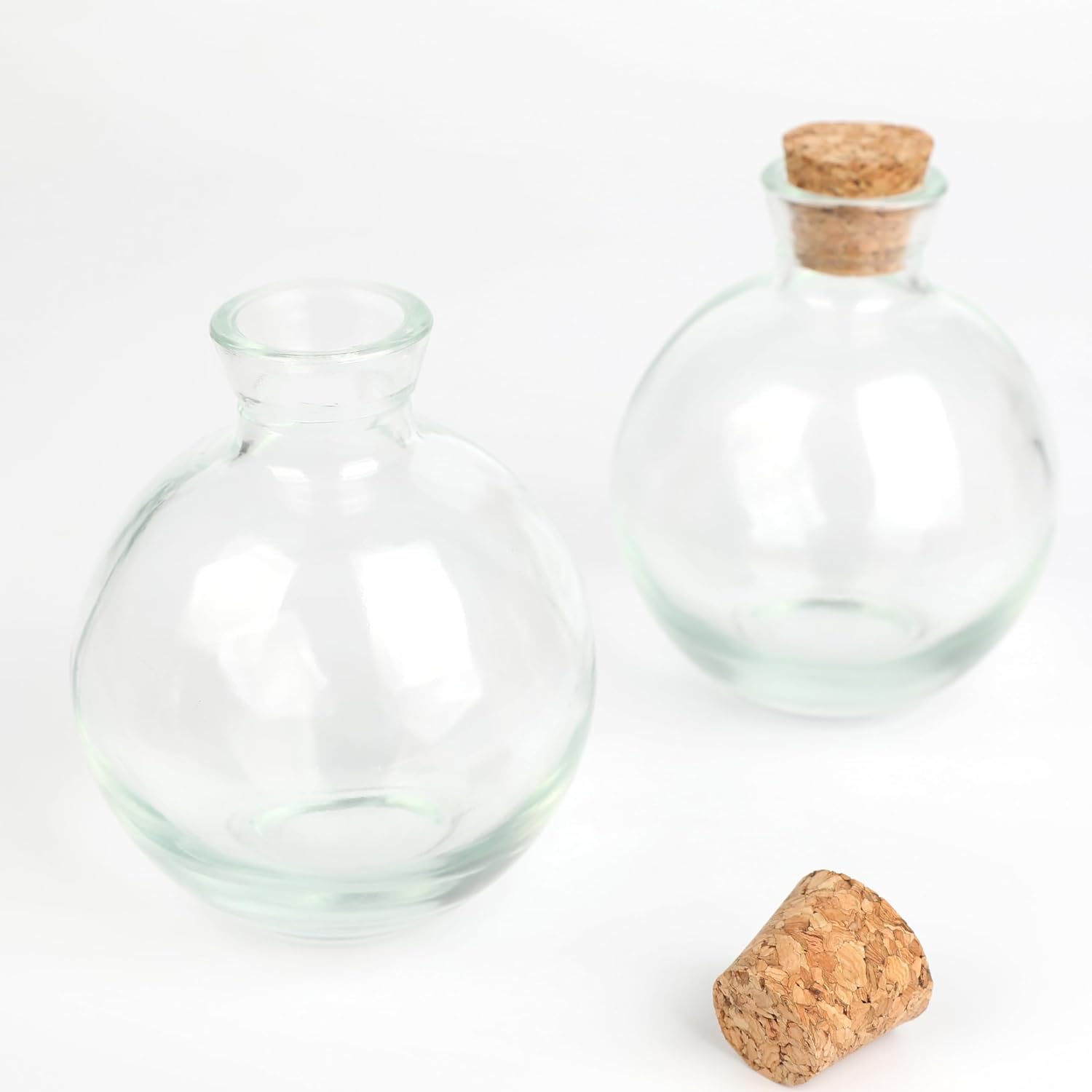 Magic Season Decorative Glass Bottles with Cork Stopper (5 fl oz. Potion Bottles / 2 Pcs)