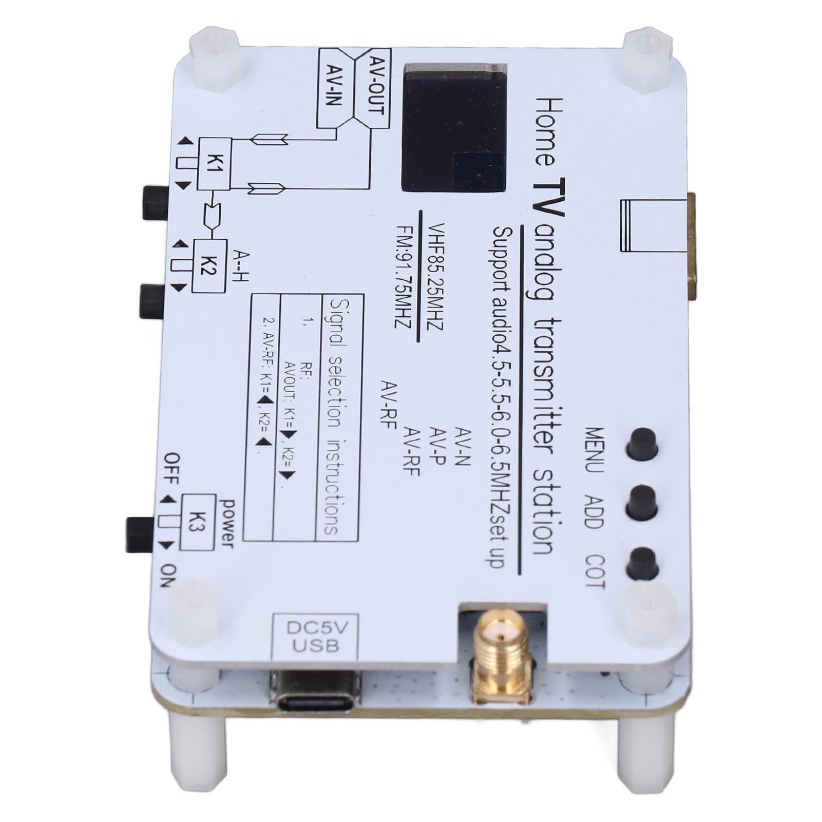 Trasmettitore di segnale TV analogico, AV HD Input, N a P Sistema, 20m Raggio, Frequenza VHF UHF, 4.5-6.5 MHZ Audio, DVD VCD PC Mobile Phone Sorgenti di segnale
