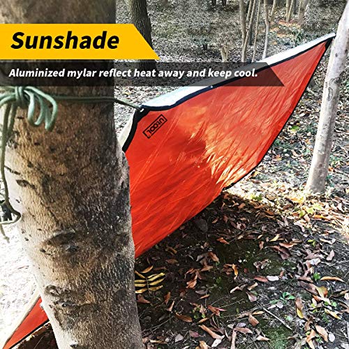 UTOOL 5-Layer Ultra Emergency Blanket Survival Blanket Heavy Duty Thermal Outdoor Waterproof Survival Space Blanket for Hiking, Camping, Orange