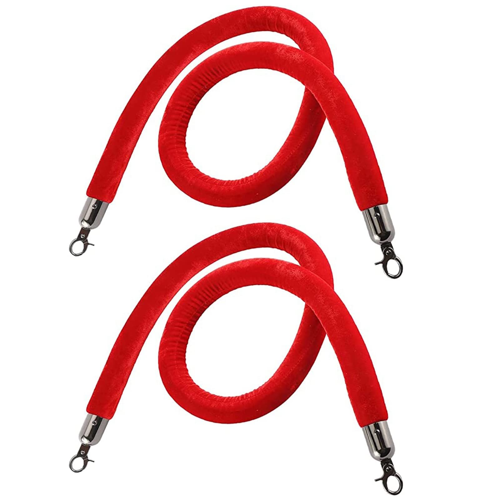 Barreras de cuerda cuerda stanchion, Cuerda de puntal de terciopelo naranja de 3/4/5/10 pies, barreras de control de multitudes azules for postes de cola con ganchos plateados(Red,6ft/185cm)