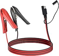 Vista 5 de [Versión actualizada] Abrazaderas de cocodrilo con clip de batería de 3.2 pies al conector SAE, cable de extensión de cargador solar de 14