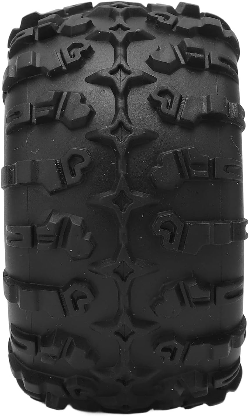 Honio 1/16 Scale RC Car Tires, Black Flexible Driving Strong Cushioning 1/16 RC Car Wheels for Rough Roads