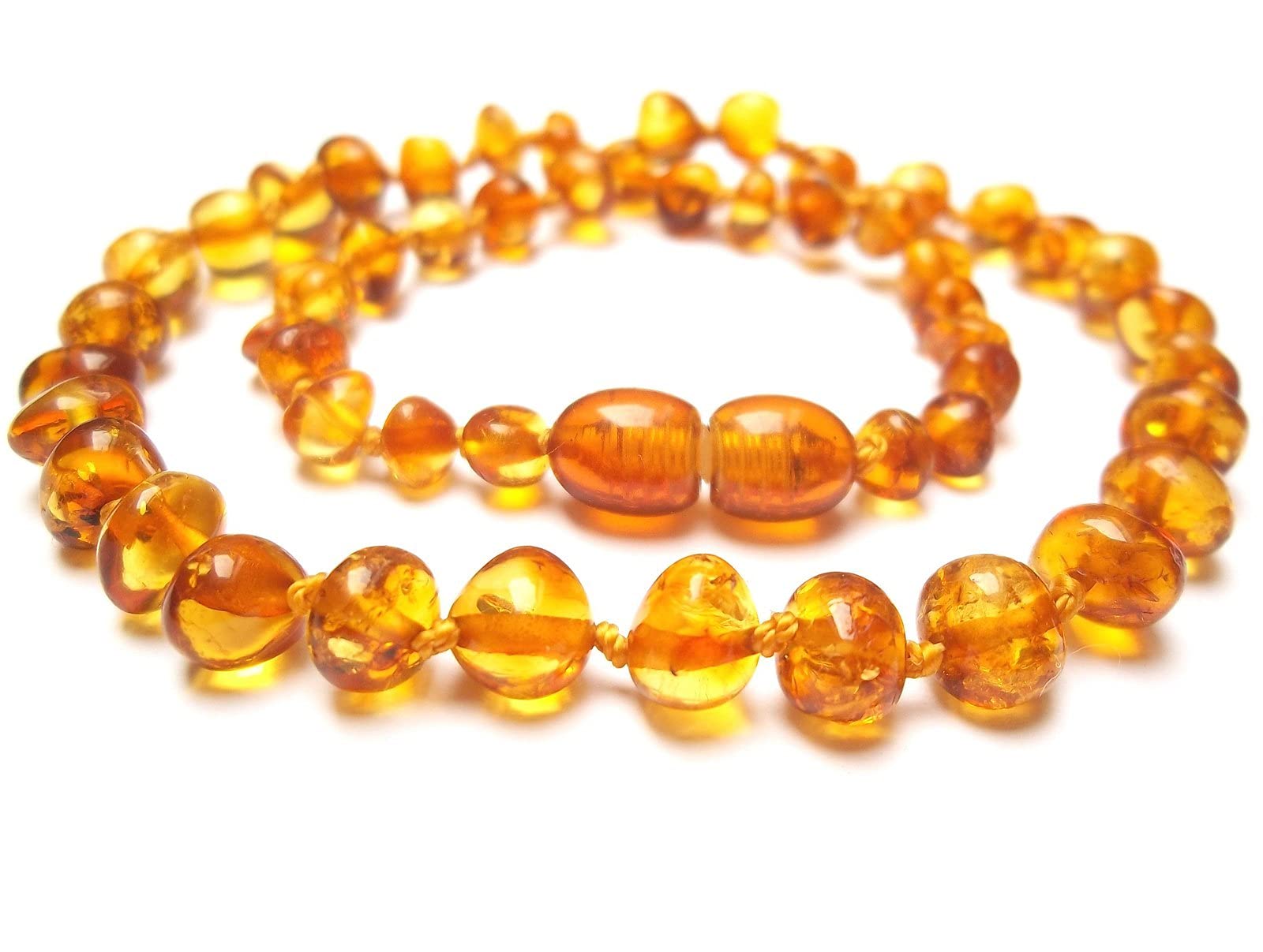 AmbertaBaltic Amber Necklace Honey - Genuine Natural Amber with Gift Bag and Safety Screw Clasp – 32-33 cm