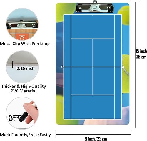 Miniatura 3 de Portapapeles de tenis - Borrado en seco de doble cara para entrenadores