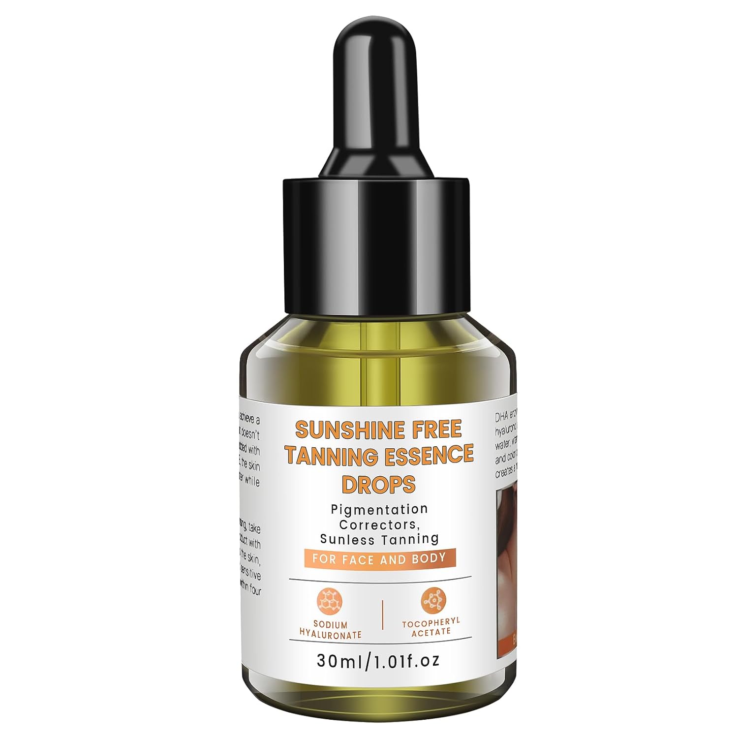 Sunless Tanning Drops – Natural Glow Self Tanner Serum with Hyaluronic Acid & Vitamin E – Fragrance Free & Cruelty Free, Lightweight Bronze Formula for Face & Body