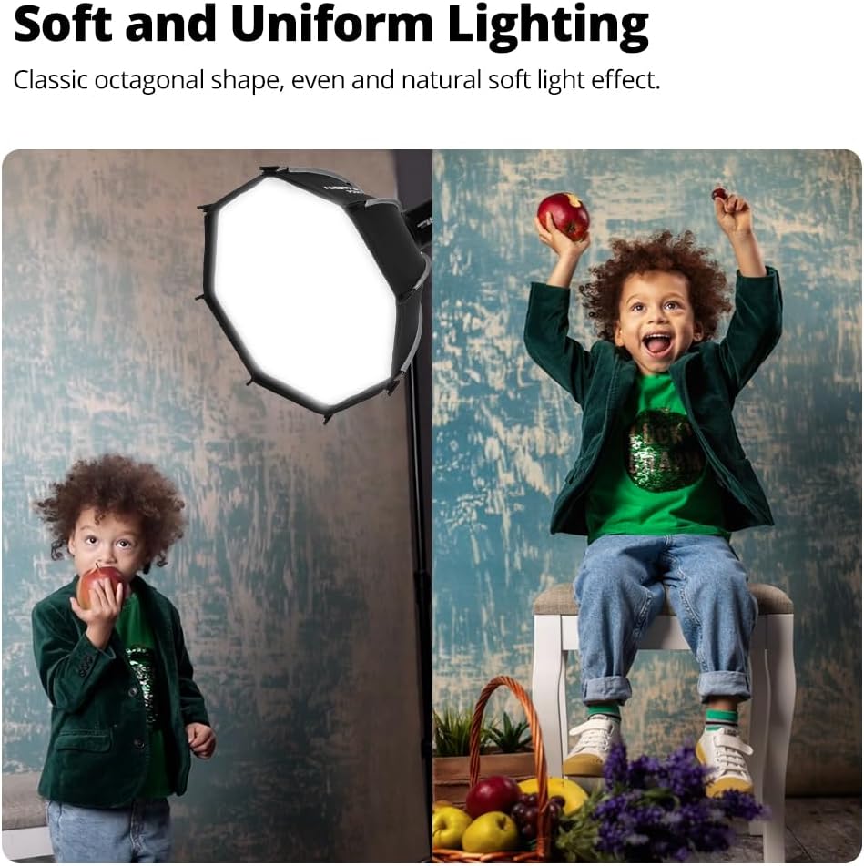 AMBITFUL SE Mini Softbox Bowens Mount, Quick Release Soft Box with Diffusers/Honeycomb Grid/Bag,Small Softbox Compatible with Godox Aputure Video Studio Light (PS45)