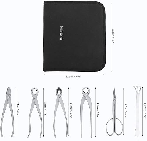 Miniatura 4 de Juego de herramientas de bonsái, 6 piezas de acero inoxidable para plantas de jardín, árbol de jardín, tijeras de recorte, juego de herramientas de