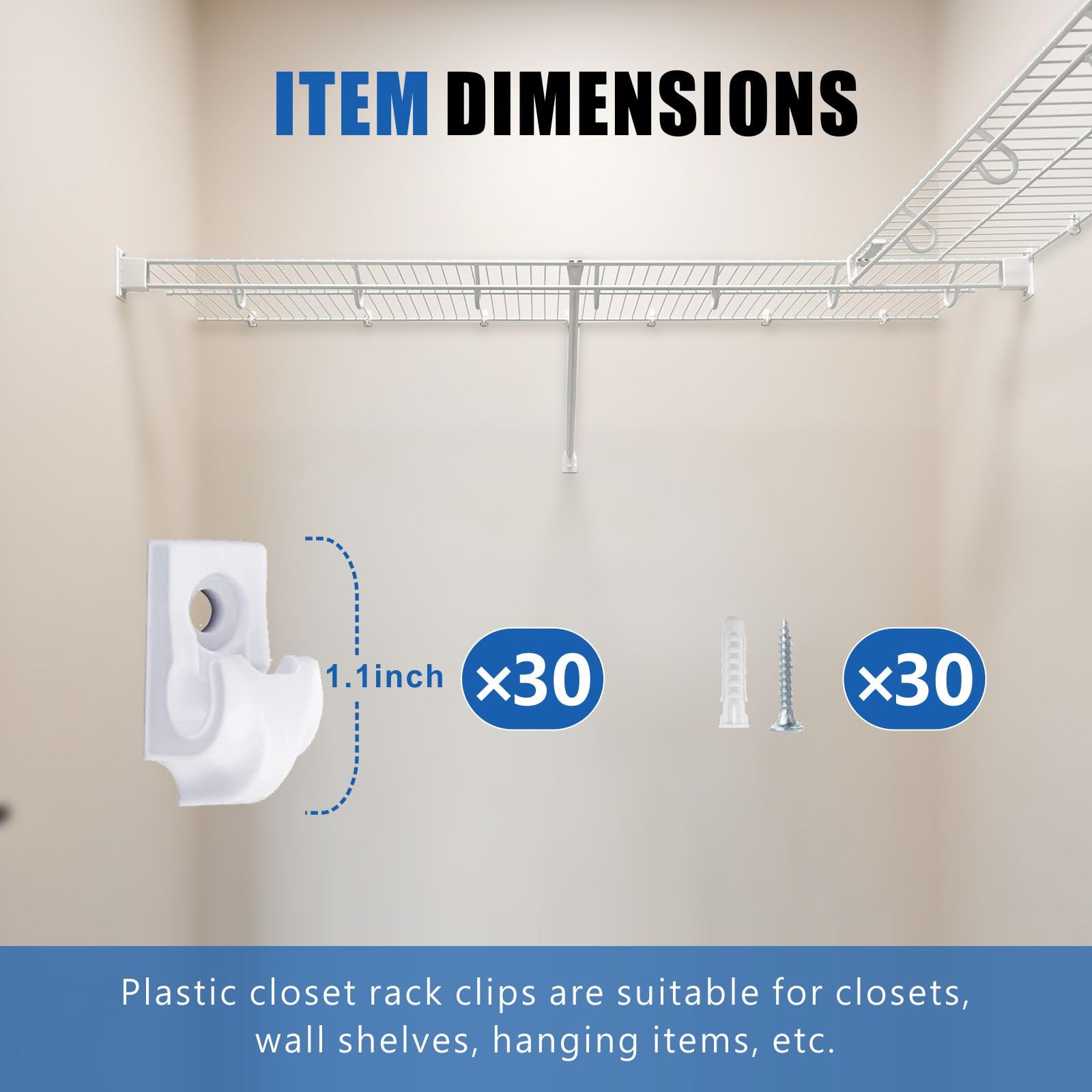 30 Down Wall Clips - Secure Shelves & Organize -3