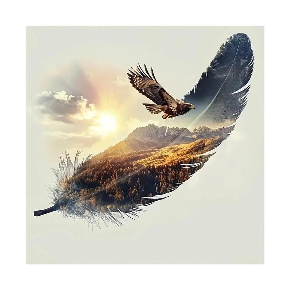Eagle and Heart Feather Car Sticker for Cars Trucks Motorcycles Walls Windows PVC Material(15cm-Longest Side)