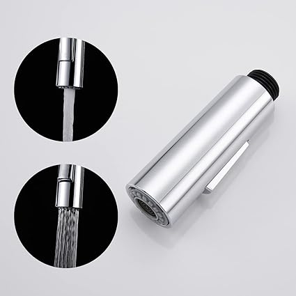 GORDEE Kitchen Faucet Sprayer Head, Pull Down Sprayer Column Shape 2-Function Switch Sink Faucet Replacement Head, 1.8 GPM 0.8 inch Connector(Male), General US Standard, Polished Chrome