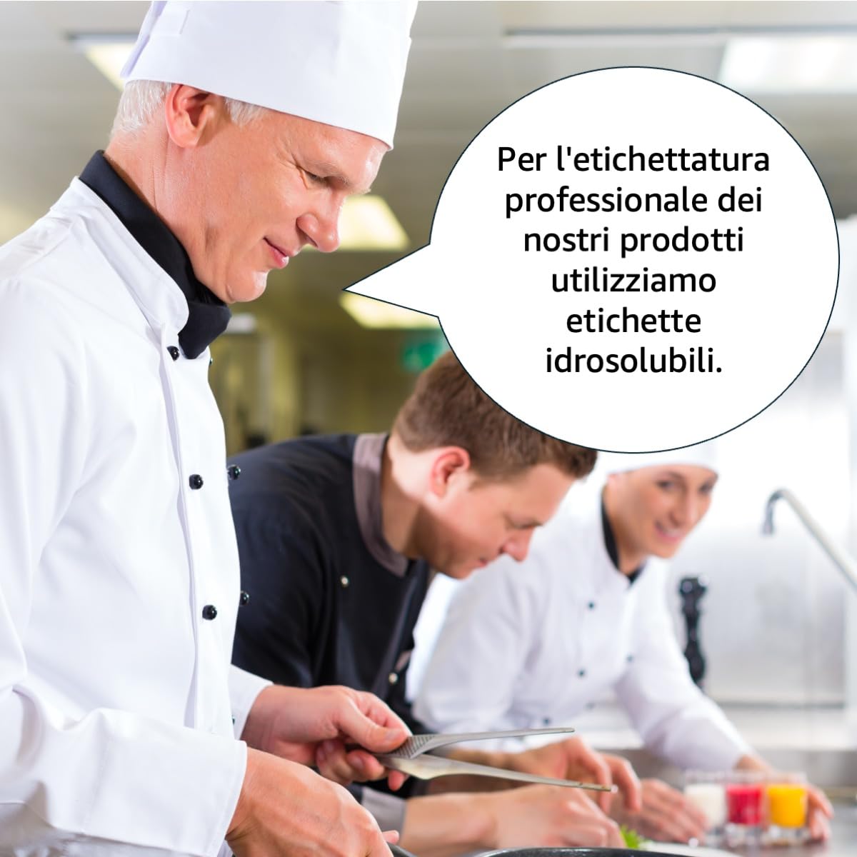 Etichette idrosolubili HACCP. Ideale per gastronomia e grandi cucine. Autoadesive e si staccano senza lasciare residui. 500 etichette su rotolo in un distributore. Dimensioni: 70 x 35 mm