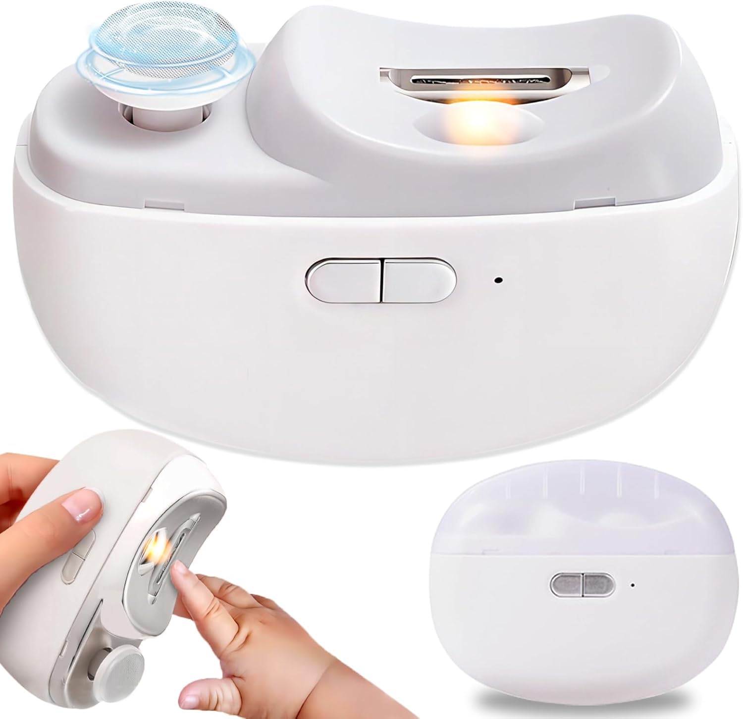 CPEX Electric Nail Clipper Automatic Nail Trimmer 2-in-1 Nail Clippers & Polisher with LED Light USB Rechargeable Safety Fingernail Trimmer for Baby Kids Seniors Adults Easy Grooming Tool-image-11