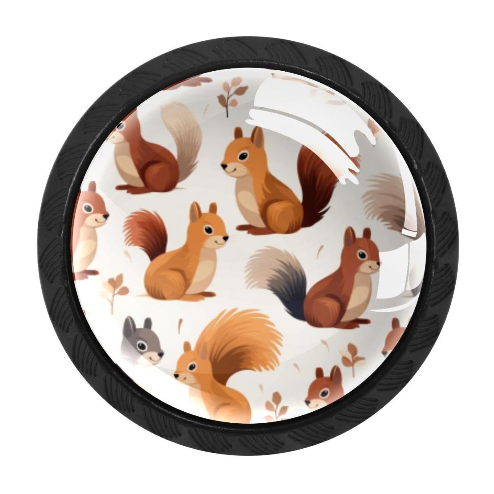 Chenzzzz Multicolored 01 4 Pieces Squirrel Drawer Knobs, 35Mm Black Cabinet Knobs, Drawer Pulls And Knobs, Dresser Drawer Knobs, Cabinet Hardware Kitchen Cabinet Knobs