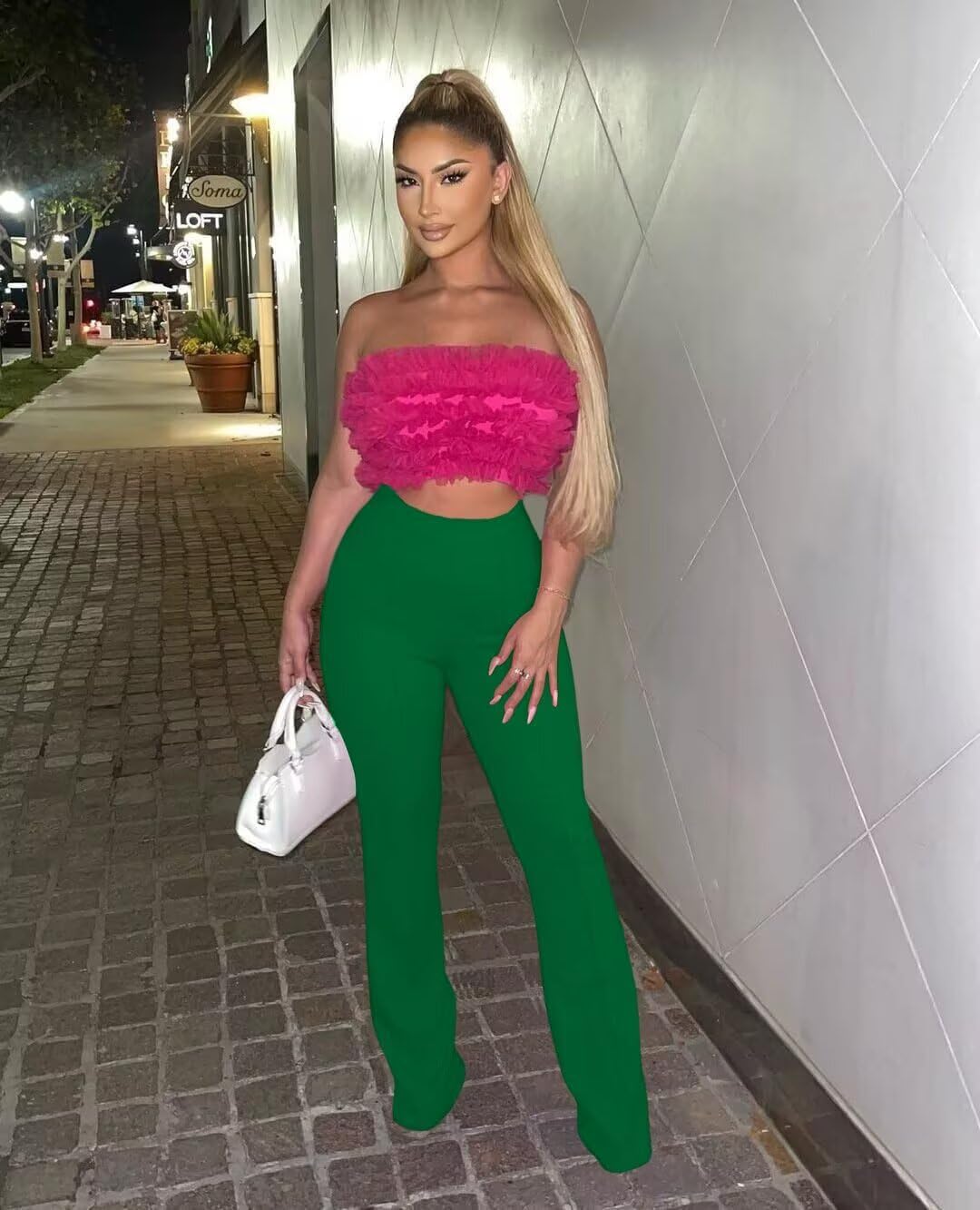 Women Stretchy Straight Leg Dress Pants Comfy Solid Classic High Waisted Wide Leg Long Bootcut Pant Slacks Work Office - Image 4