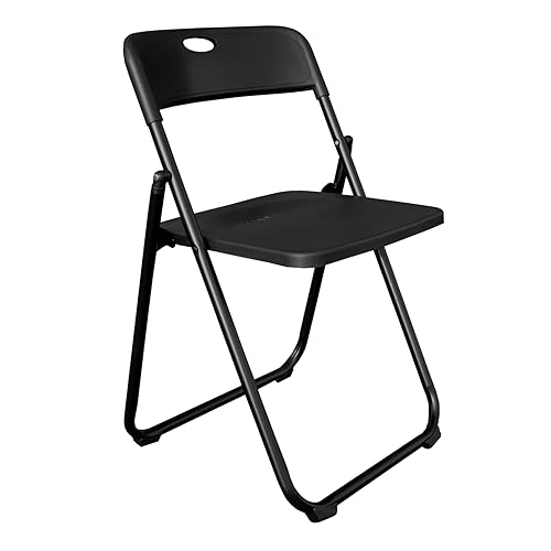 Spetebo Klappstuhl schwarz belastbar bis 110 kg - 73 x 49 cm - Gäststuhl aus Metall und Kunststoff klappbar - Küchenstuhl Beistellstul Stuhl klappbar
