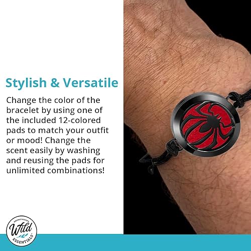 Miniatura 2 de Wild Essentials - Pulsera difusora de aceite esencial de Potter Hallows de acero inoxidable, medallón de aromaterapia de acero inoxidable, banda de