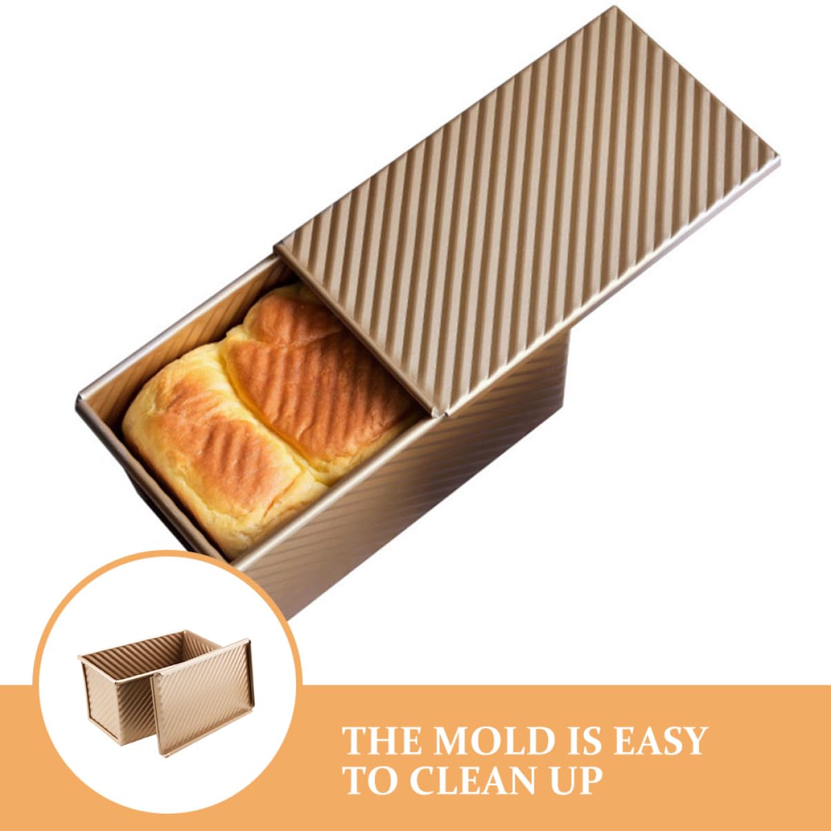 Alipis 2 Stück Toastbackform mit Deckel, 450g, Kohlenstoffstahl, Gold | Antihaft Beschichtung, Wiederverwendbar und Leicht zu Reinigen, für Küche und Heimbacken