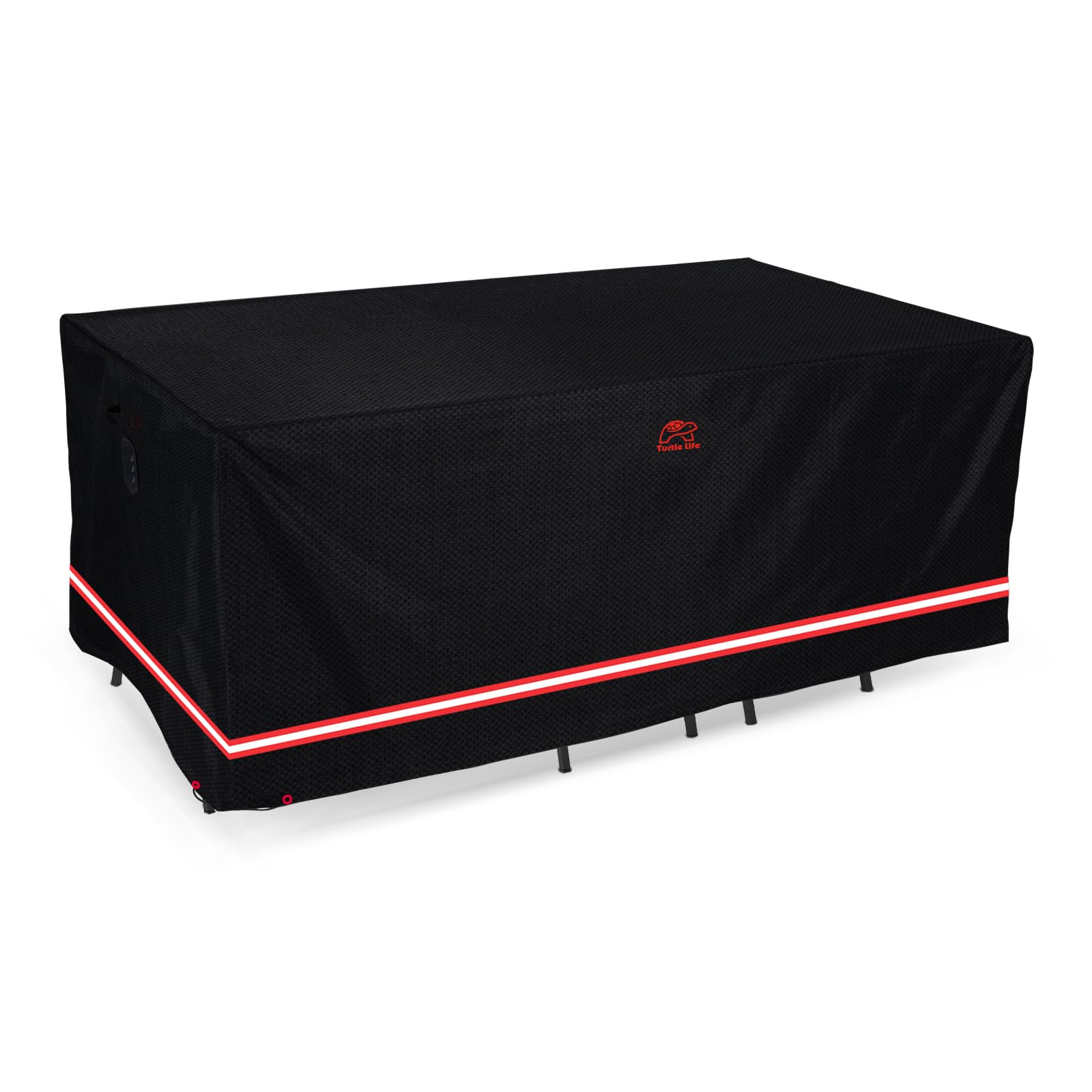 Turtle Life Patio Furniture Sets Cover, Heavy Duty Rectangular Durable Waterproof Outdoor UV Resistant Anti-Fading Dining Table Chairs Furniture Cover, Black, 88"Lx58”Wx29”H