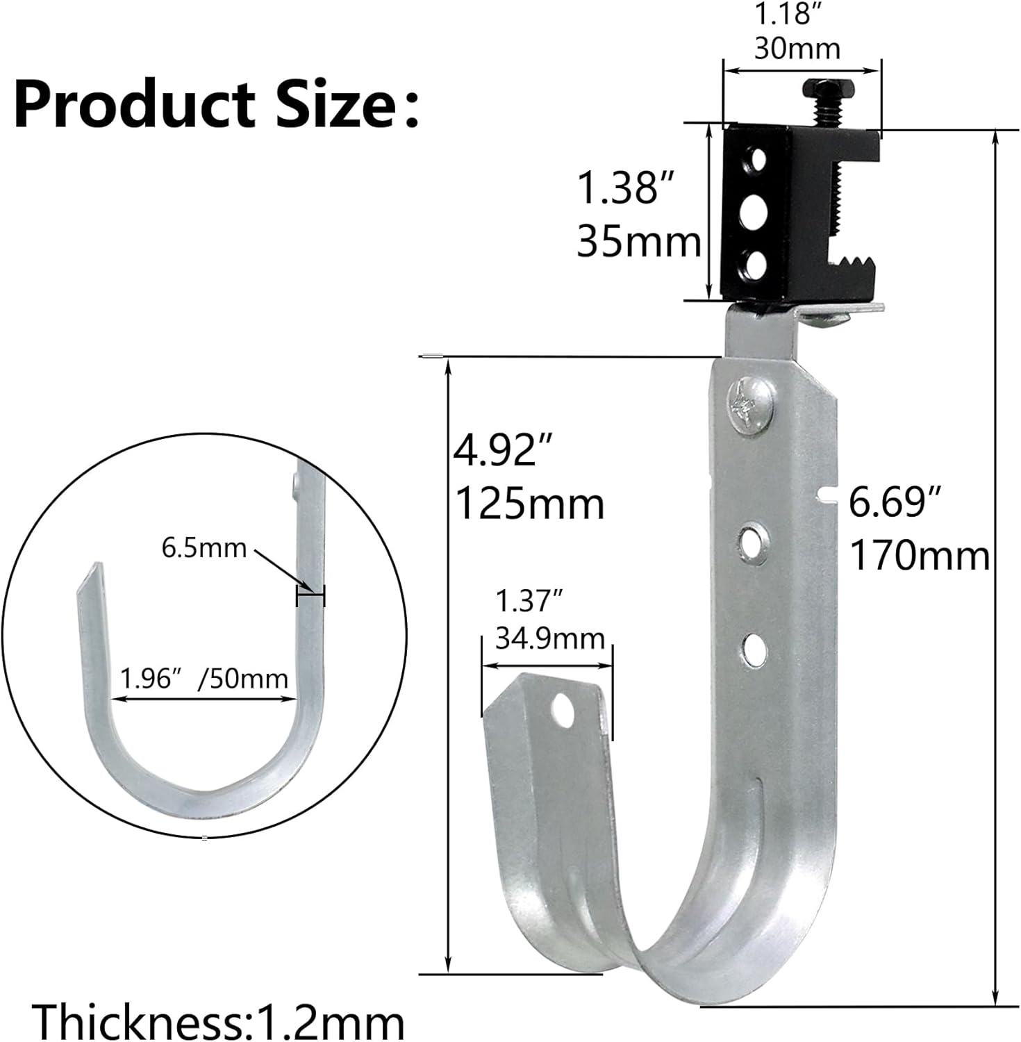 10 Packs 2" Heavy Duty Cable Support J Hooks with Swivel Beam Clamp, J-Hook for Hanging Cables & Wires Management Mounts to Beams Up to 1/2" Thick