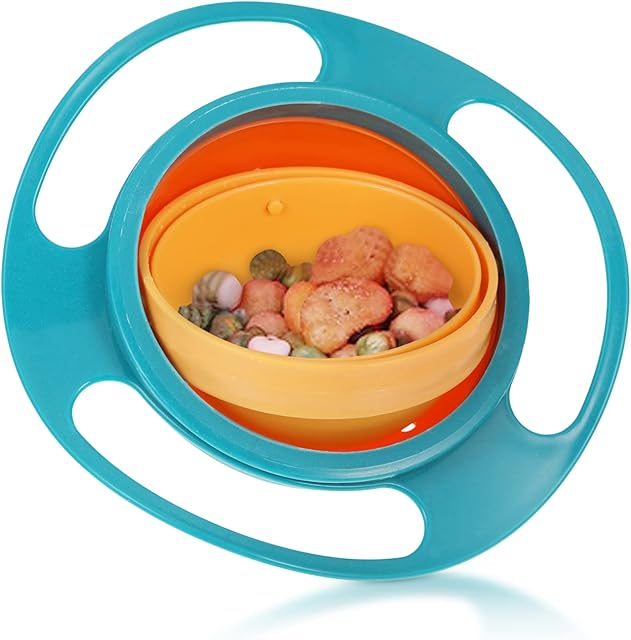 360 Degrees Gyro Bowl, Unspillable Snack Toddler Bowl, Universal Anti Spill Bowl, Magic Bowl for Babies Kids