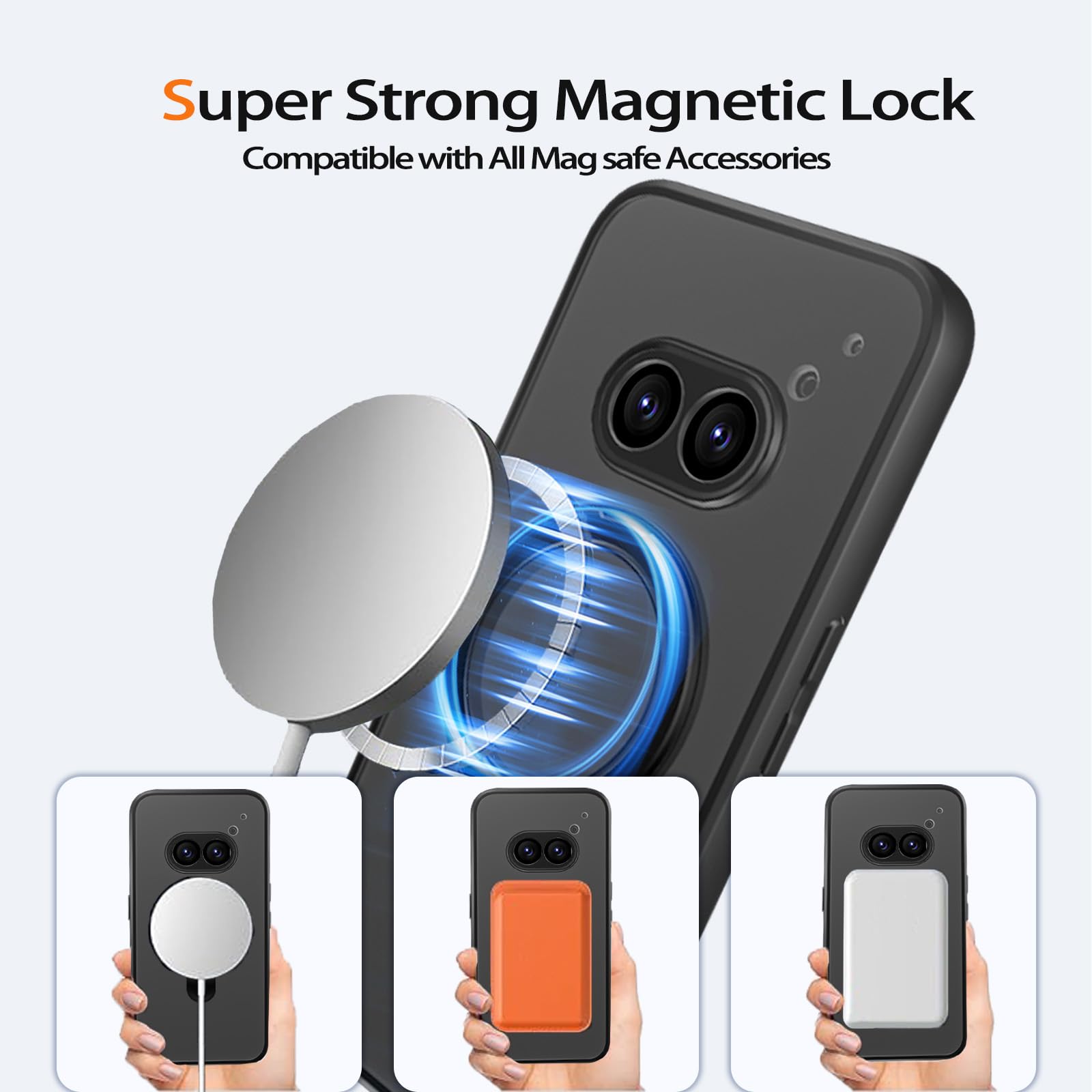 MagSafe-Hülle Für Nothing Phone 2a/2a Plus – Magnetisch, Mit Ständer, Matt-schwarz Transparent