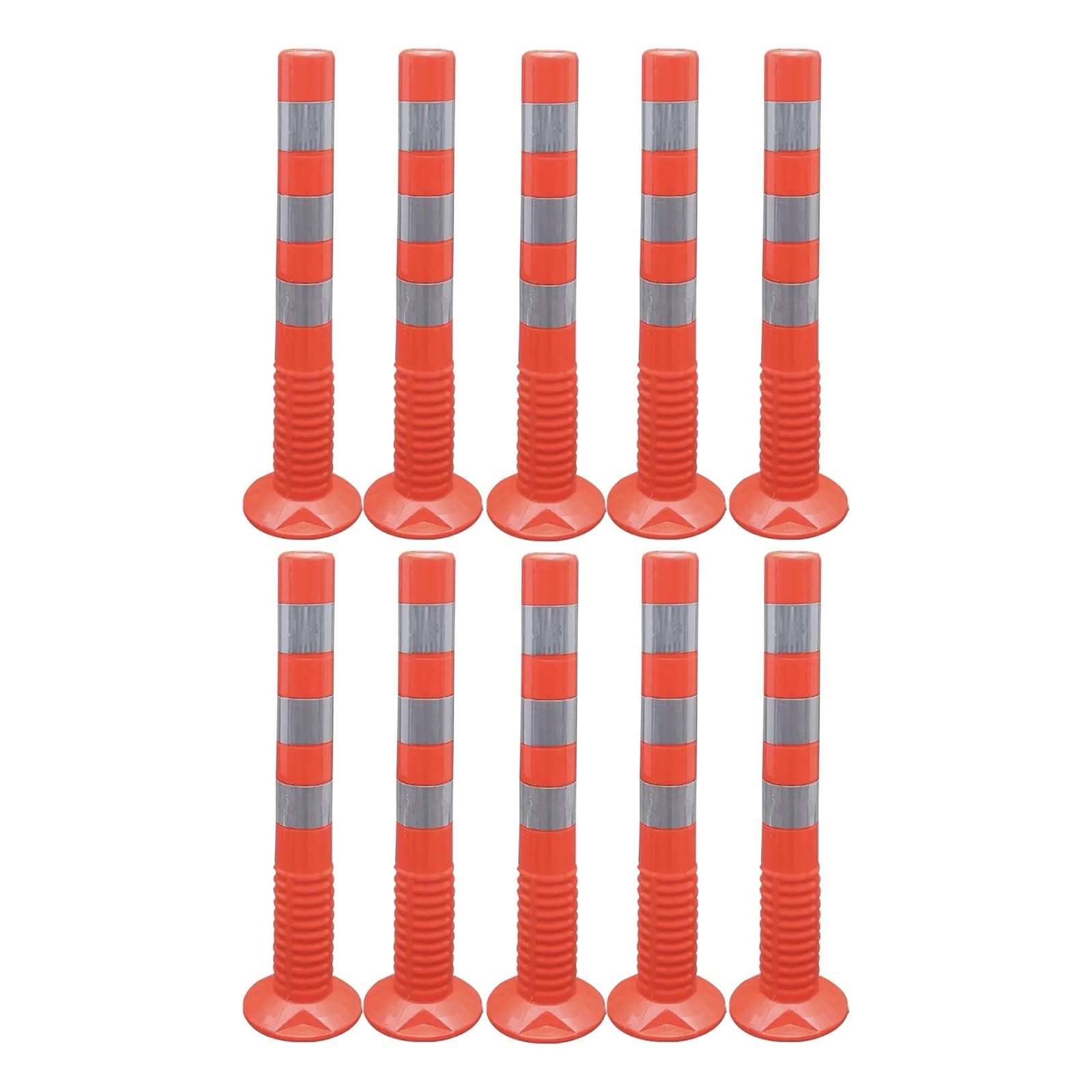 Bornes de sécurité Amovibles et Flexibles pour allées, poteaux de signalisation Commerciale et résidentielle avec Bande réfléchissante, Rouge et Argent, Lot de 10, pour écoles et hôpitaux.