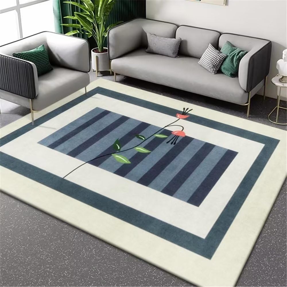 Tapis de salon bleu lavable et résistant pour protéger le sol de la chambre enfant