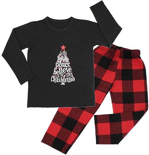 Miniatura 4 de ANGELGGH Conjunto de pijamas familiares a juego, lindo estampado de Navidad, ropa de dormir de 2 piezas, pijamas de vacaciones para