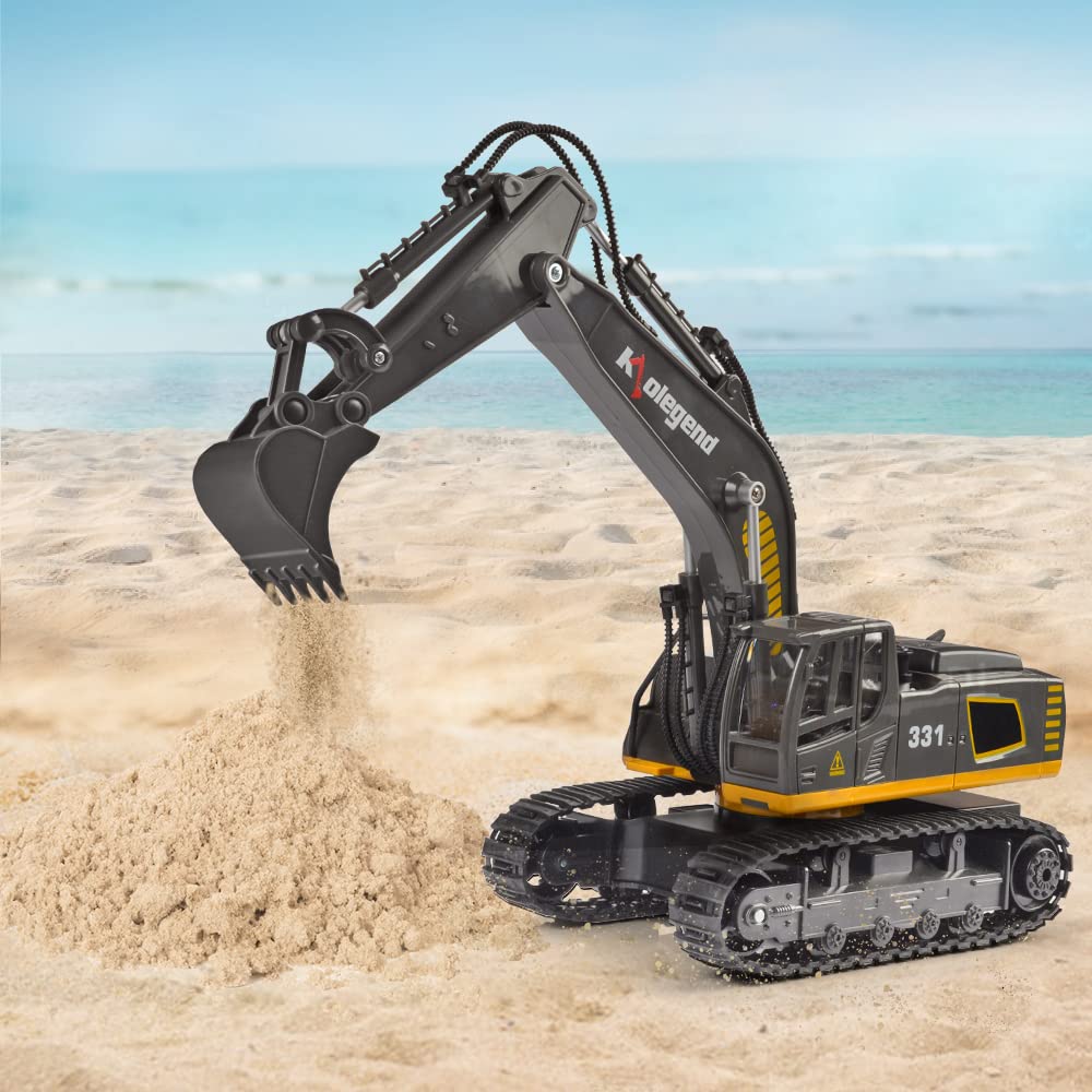 kolegend Remote Control Excavator Toy 16 Inch, 9 Channel RC