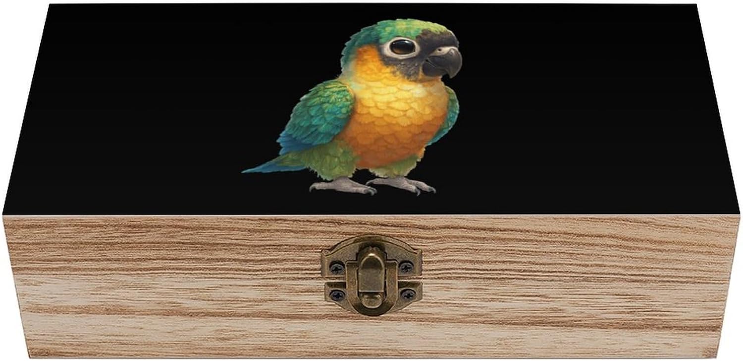 Cute Baby Parrot Wooden Box Decorative Jewelry Storage Box