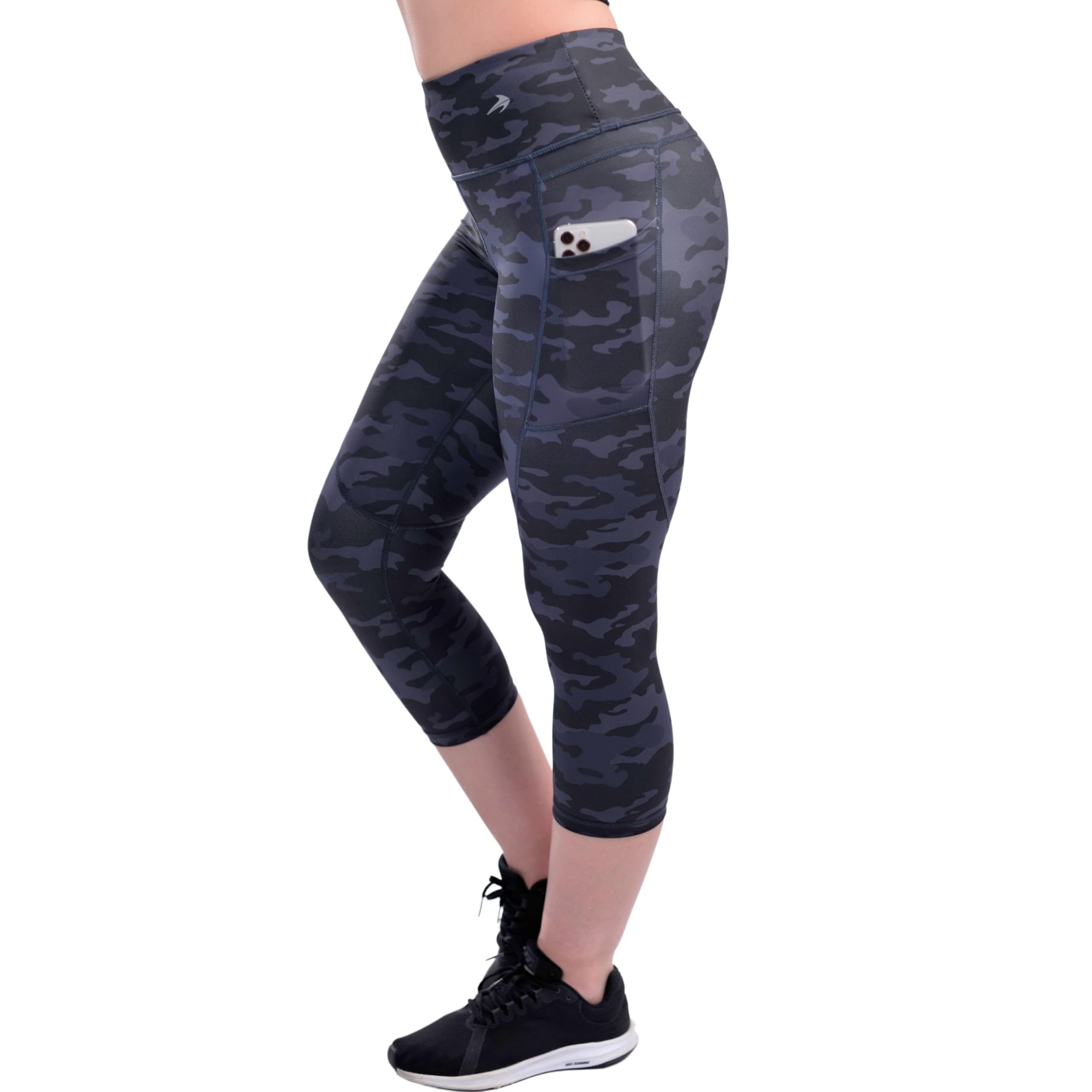 CompressionZ High Waisted Capri Compression Leggings for Women Tummy Control - Workout, Gym, Pilates, Travel, Yoga Pants