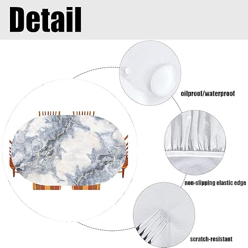 Miniatura 4 de ESFVRG Mantel ajustable ovalado de mármol, para cocina, comedor, fiesta, vacaciones, Navidad, bufé, se adapta a mesas de 42 x 60 pulgadas