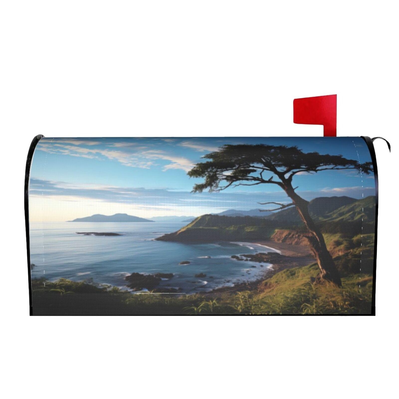 Ocean Beach Scene with Palm Trees 01 Mailbox Covers Magnetic Wraps Post Letter Box Cover Garden Home Decor