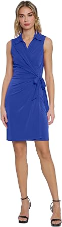 Donna Morgan Womens Sleeveless V-Neck Wrap Dress for Women | Casual and Summer Dresses for Women