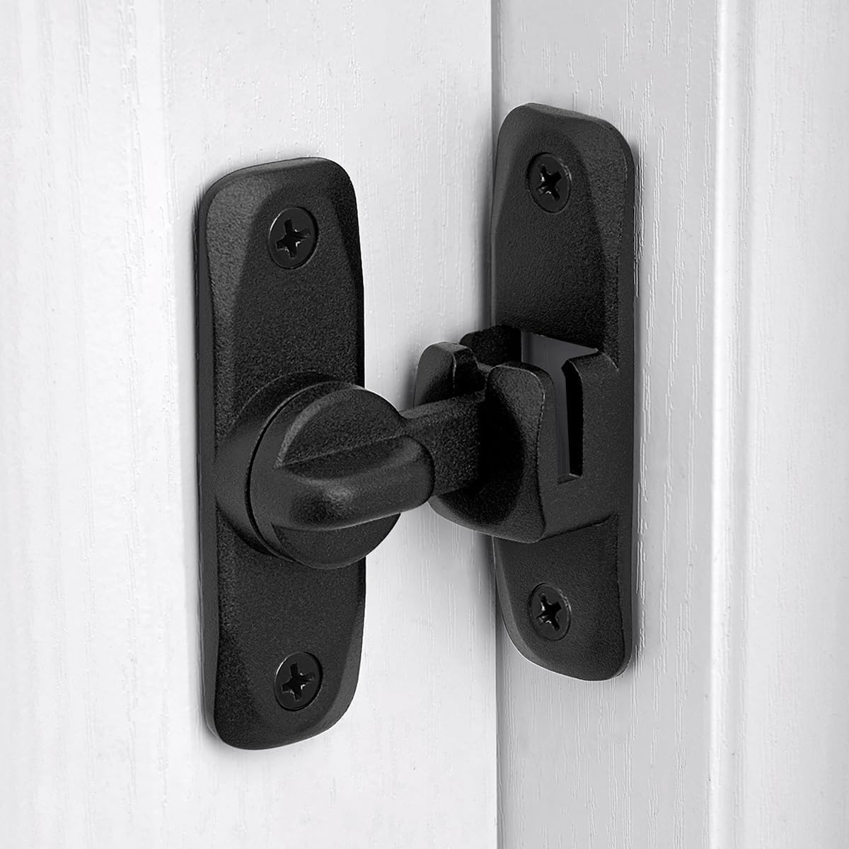 INIRET 3 Packs Matte Black 90/180 Degree Barn Door Latches, Zinc Alloy Right Angle Gate Lock, Flip Door Latch Hardware, Security Sliding Door Lock for Cabinets, Bathroom, Barn Door