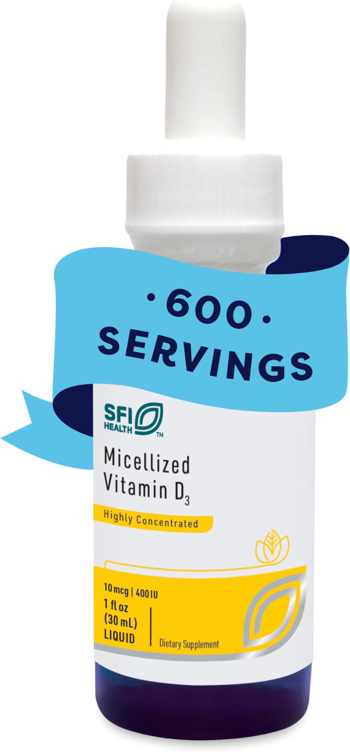 Klaire Labs SFI Health Micellized Vitamin D3 Liquid for Children, Infants & Adults - 400 IU Vitamin D per Drop - Suitable for Kids - Immune Support - Mango Orange Flavor Drops (600 Servings / 1 fl oz)