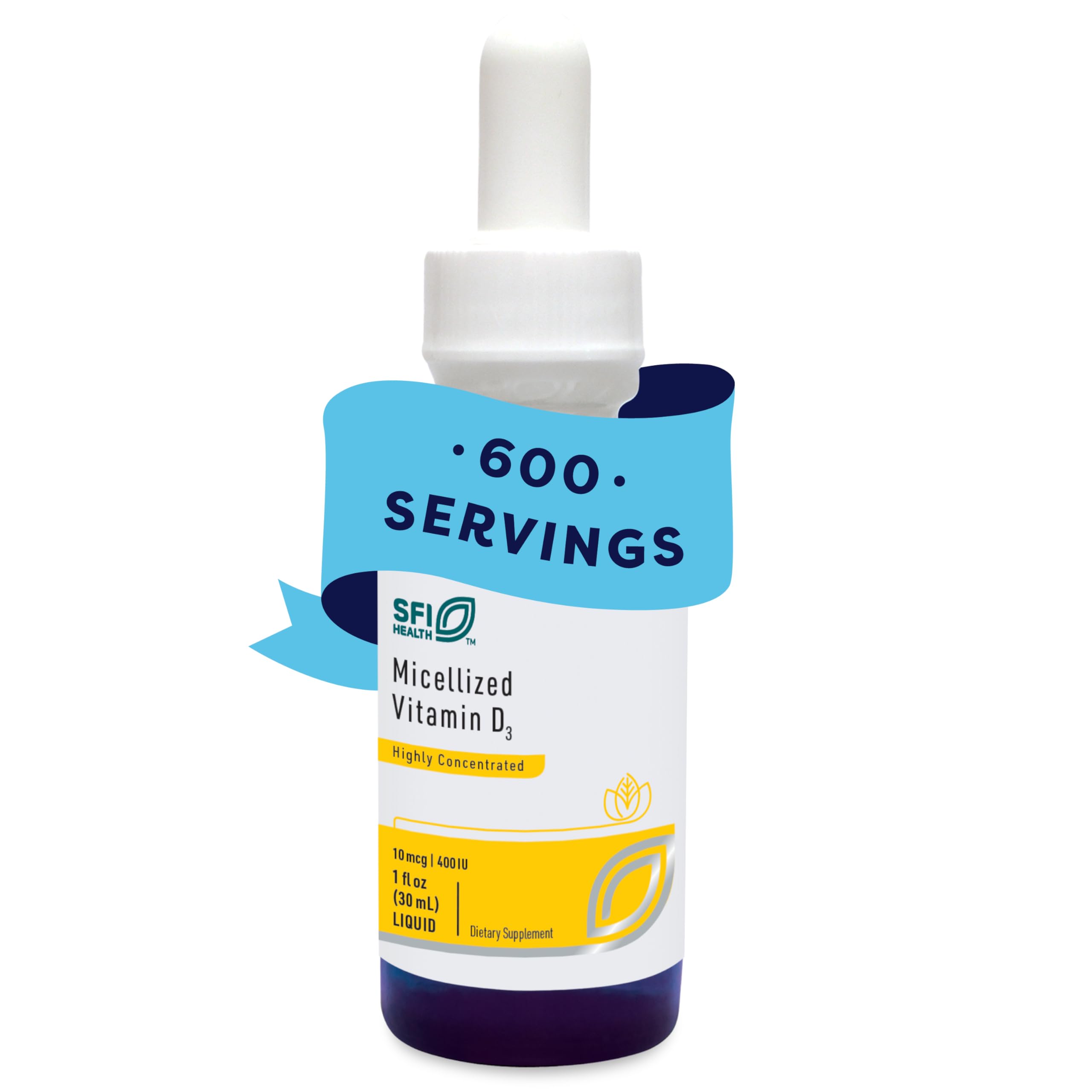 Klaire Labs SFI Health Micellized Vitamin D3 Liquid for Children, Infants & Adults - 400 IU Vitamin D per Drop - Suitable for Kids - Immune Support - Mango Orange Flavor Drops (600 Servings / 1 fl oz)