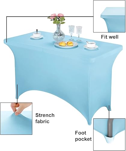 Miniatura 293 de FORLIFE Paquete de 6 manteles de elastano, de ajuste universal para mesas rectangulares de 6 pies, para patios, bodas, banquetes, fiestas